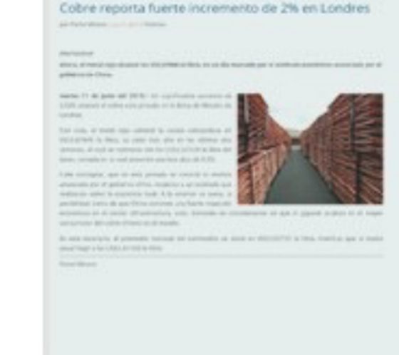 Ejemplo de nota de prensa publicada en Portal Minero