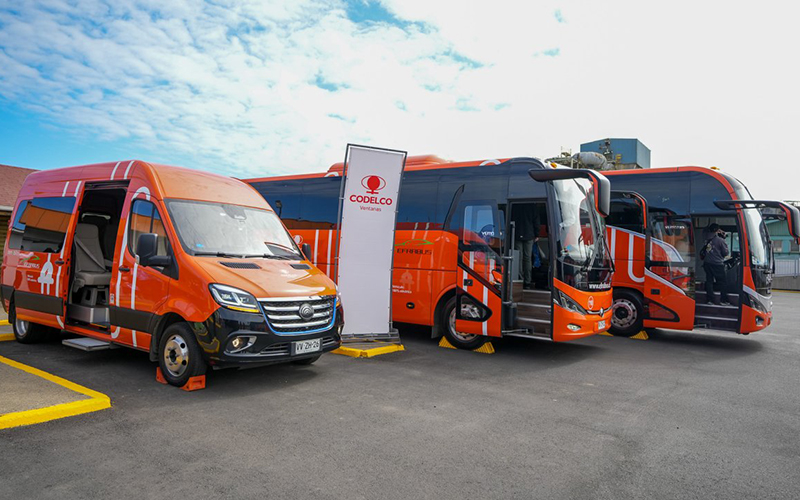Codelco Ventanas alcanza 100% de electromovilidad en el transporte de sus trabajadores
