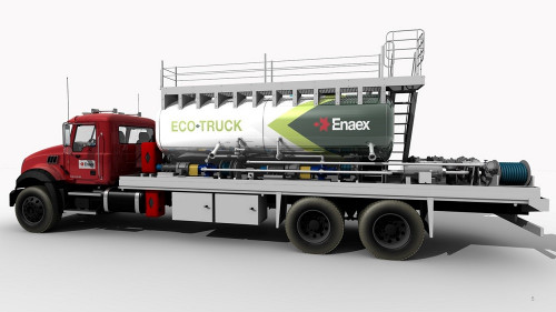 Enaex presenta innovador camión para fabricación en terreno de mezclas para faenas