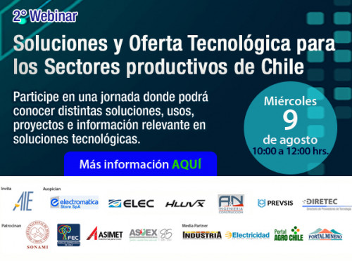 AIE invita al 2° Webinar Socios AIE: Soluciones y Oferta Tecnológica para los Sectores productivos de Chile