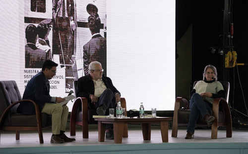Máximo Pacheco y la escritora Pascale Bonnefoy participaron en conversatorio por los 110 años de Chuquicamata