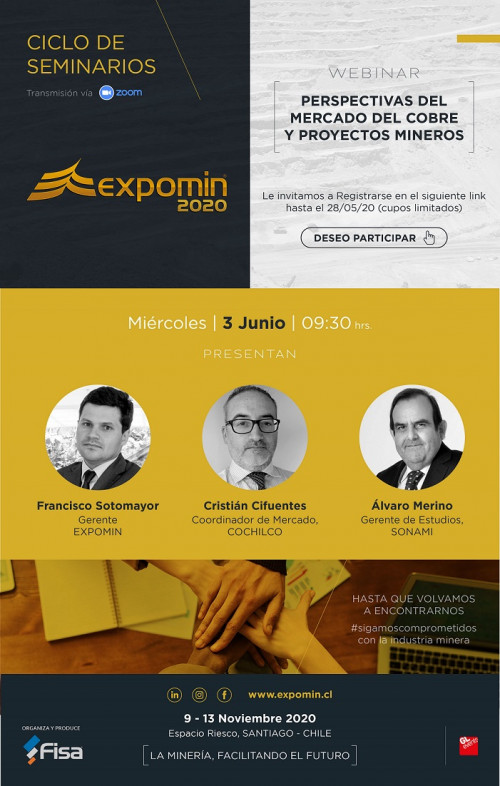 Expomin lanza ciclo de seminarios online a contar del 3 de junio
