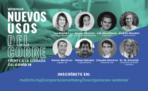 Webinar reunirá a emprendedores chilenos que presentarán innovaciones relacionadas a nuevos usos del cobre