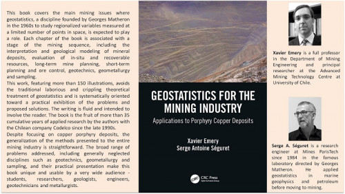 Académico del DIMin publica versión en inglés de libro sobre Geoestadística para la Industria Minera